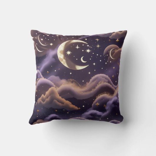 Throw Pillow – Luxury Smoky Celestial Moon クッション (裏面)
