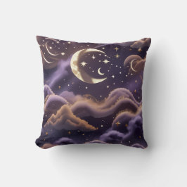 Throw Pillow – Luxury Smoky Celestial Moon クッション