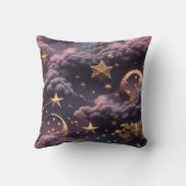 Throw Pillow – Luxury Smoky Plum Celestial Moon クッション (裏面)