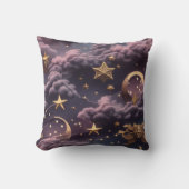 Throw Pillow – Luxury Smoky Plum Celestial Moon クッション (正面)