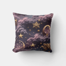 Throw Pillow – Luxury Smoky Plum Celestial Moon クッション