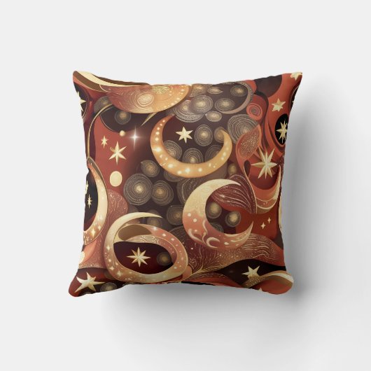Throw Pillow – Luxury Terracotta Celestial Moon クッション (裏面)