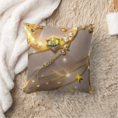 Throw Pillow – Luxury Topaz Yellow Celestial Moon クッション (ブランケット)