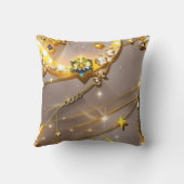 Throw Pillow – Luxury Topaz Yellow Celestial Moon クッション (裏面)