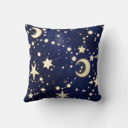 Throw Pillow – Luxury Velvet Navy Celestial Moon クッション (裏面)