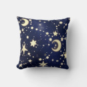 Throw Pillow – Luxury Velvet Navy Celestial Moon クッション (正面)