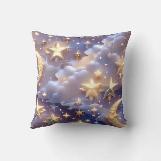 Throw Pillow – Luxury White Celestial Moon クッション (裏面)
