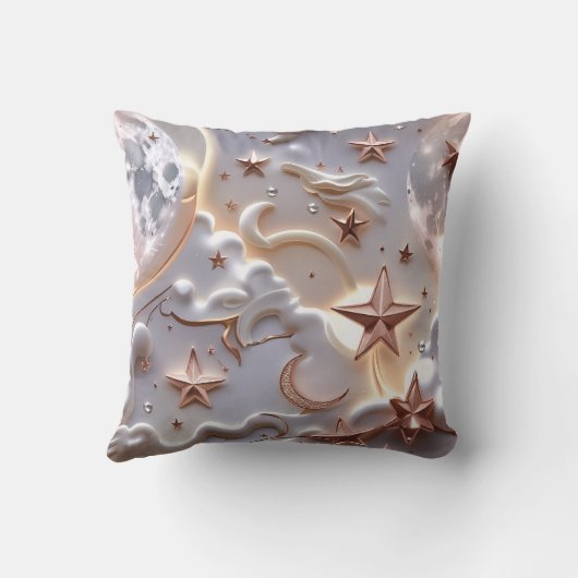 Throw Pillow - Marble White Celestial Moon クッション (裏面)
