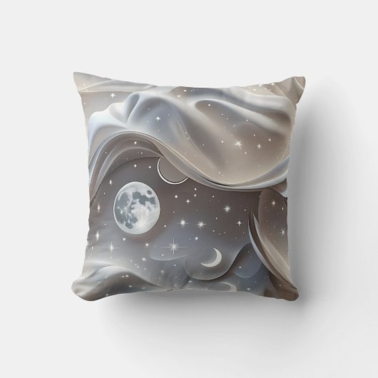 Throw Pillow - Marble White Celestial Moon クッション (正面)