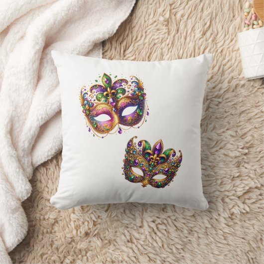 Throw Pillow Mardi Gras クッション (ブランケット)