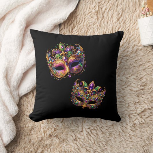 Throw Pillow Mardi Gras クッション (ブランケット)