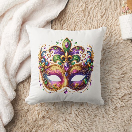 Throw Pillow Mardi Gras クッション (ブランケット)