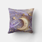 Throw Pillow - Pale Gold Lavender Celestial Moon クッション (裏面)