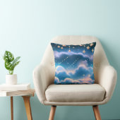 Throw Pillow - Pastel Blue Celestial Moon クッション (椅子)