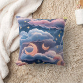 Throw Pillow - Pastel Coral Sky Blue Celestial クッション (ブランケット)
