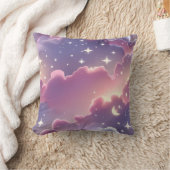 Throw Pillow - Pastel Pink Lavender Celestial Moon クッション (ブランケット)
