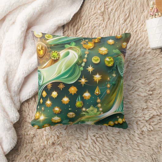 Throw Pillow - Peridot Citrine Celestial Moon クッション (ブランケット)