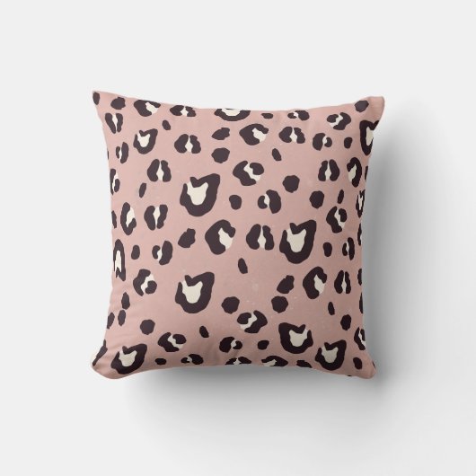 Throw pillow pink animal print クッション (正面)
