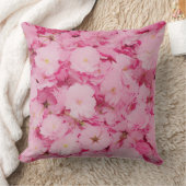 Throw Pillow Pink Cherry Blossom Floral Botanical クッション (ブランケット)