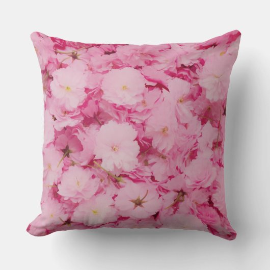 Throw Pillow Pink Cherry Blossom Floral Botanical クッション (正面)