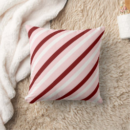 Throw Pillow Pink & White Maroon Stripe クッション