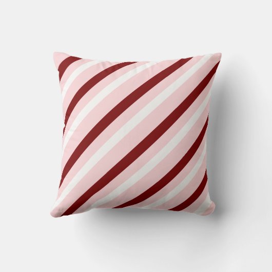 Throw Pillow Pink & White Maroon Stripe クッション (裏面)