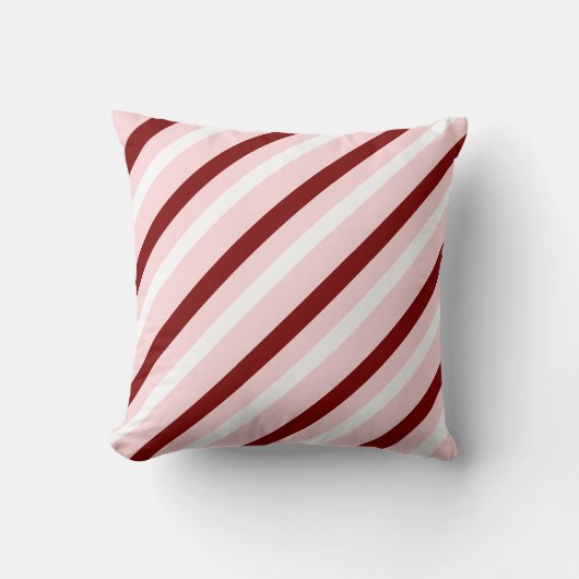 Throw Pillow Pink & White Maroon Stripe クッション (正面)