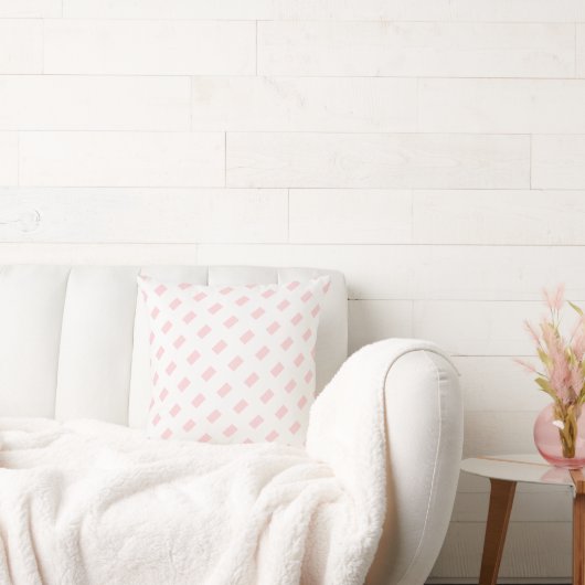 Throw Pillow Pink & White Square クッション (ソファ)