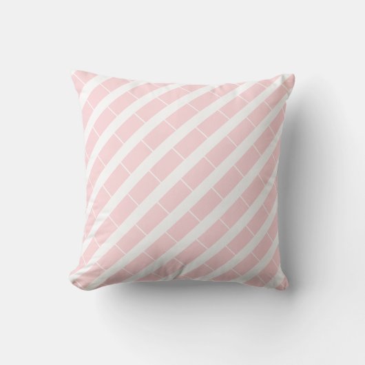 Throw Pillow Pink & White Stripe クッション (正面)