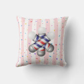 Throw Pillow Pink & White Stripe Barber Pole クッション (裏面)