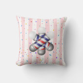 Throw Pillow Pink & White Stripe Barber Pole クッション (正面)