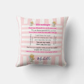 Throw Pillow Pink & White Stripe Blessings  クッション (裏面)