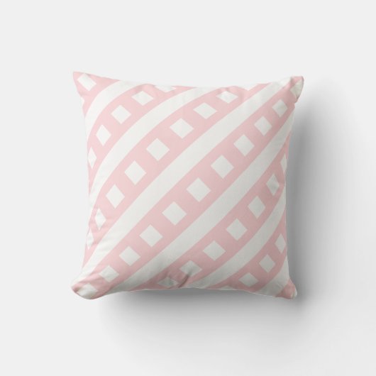 Throw Pillow Pink & White Stripe Square クッション (正面)