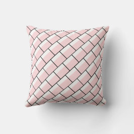 Throw Pillow Pink & White Thin Black Stripe Square クッション