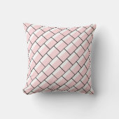 Throw Pillow Pink & White Thin Black Stripe Square クッション (正面)