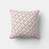 Throw Pillow Pink & White Thin Green Stripe Square クッション (正面)
