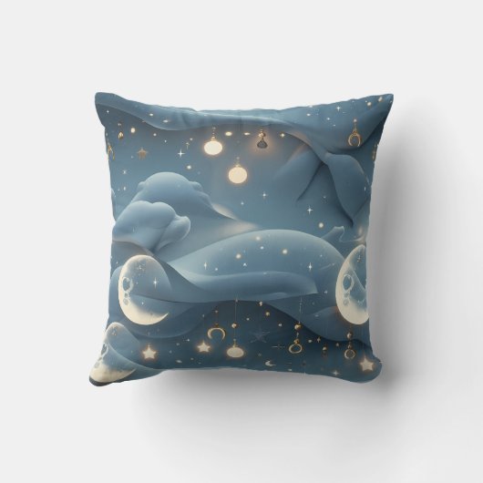 Throw Pillow - Powder Blue Celestial Moon クッション (裏面)
