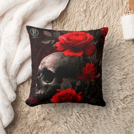  Throw Pillow Rebellion 78 Skull and roses  クッション (ブランケット)