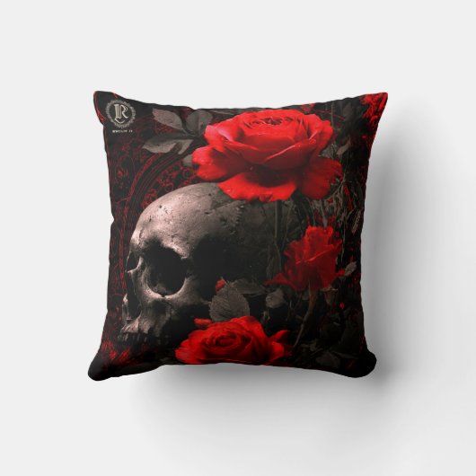 Throw Pillow Rebellion 78 Skull and roses クッション (裏面)