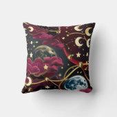 Throw Pillow – Red Celestial Moon Design クッション (裏面)