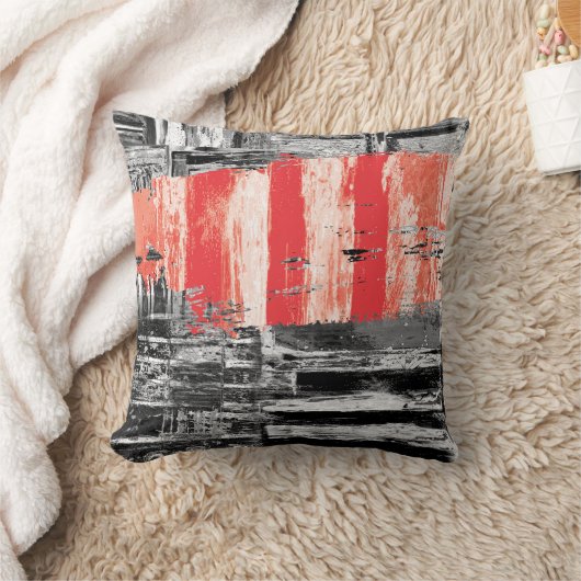 Throw Pillow – Red Pulse Abstract Design クッション (ブランケット)