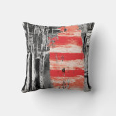 Throw Pillow – Red Pulse Abstract Design クッション (裏面)