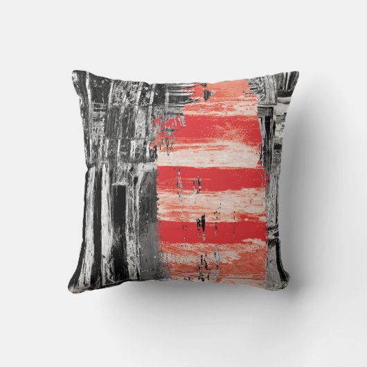 Throw Pillow – Red Pulse Abstract Design クッション (裏面)