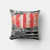 Throw Pillow – Red Pulse Abstract Design クッション (正面)