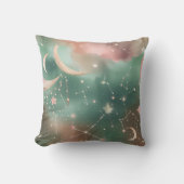 Throw Pillow - Sage Green Blush Celestial Moon クッション (正面)