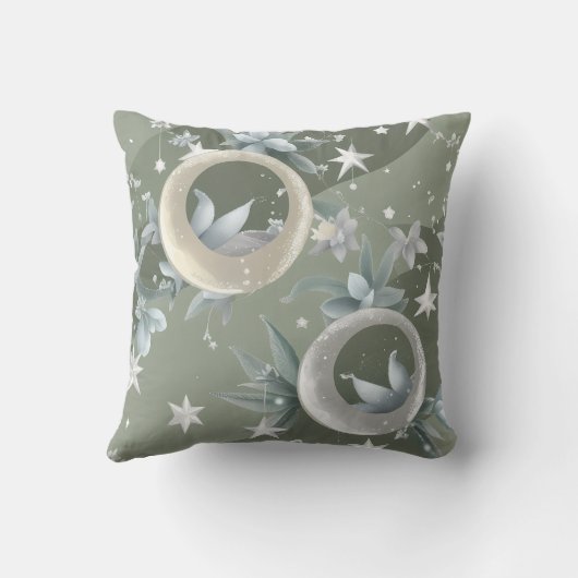 Throw Pillow - Sage Green Celestial Moon クッション (裏面)