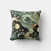 Throw Pillow – Sage Green Celestial Moon クッション (正面)