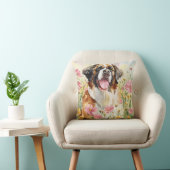 Throw Pillow – Saint Bernard Watercolor Pillow クッション (椅子)