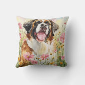 Throw Pillow – Saint Bernard Watercolor Pillow クッション (裏面)