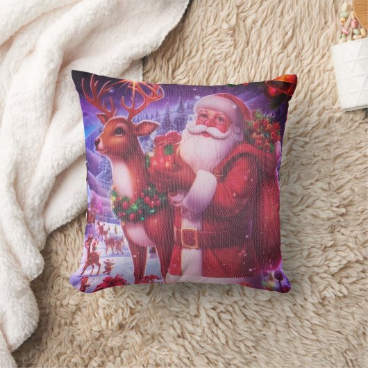 Throw Pillow Santa Claus クッション (ブランケット)